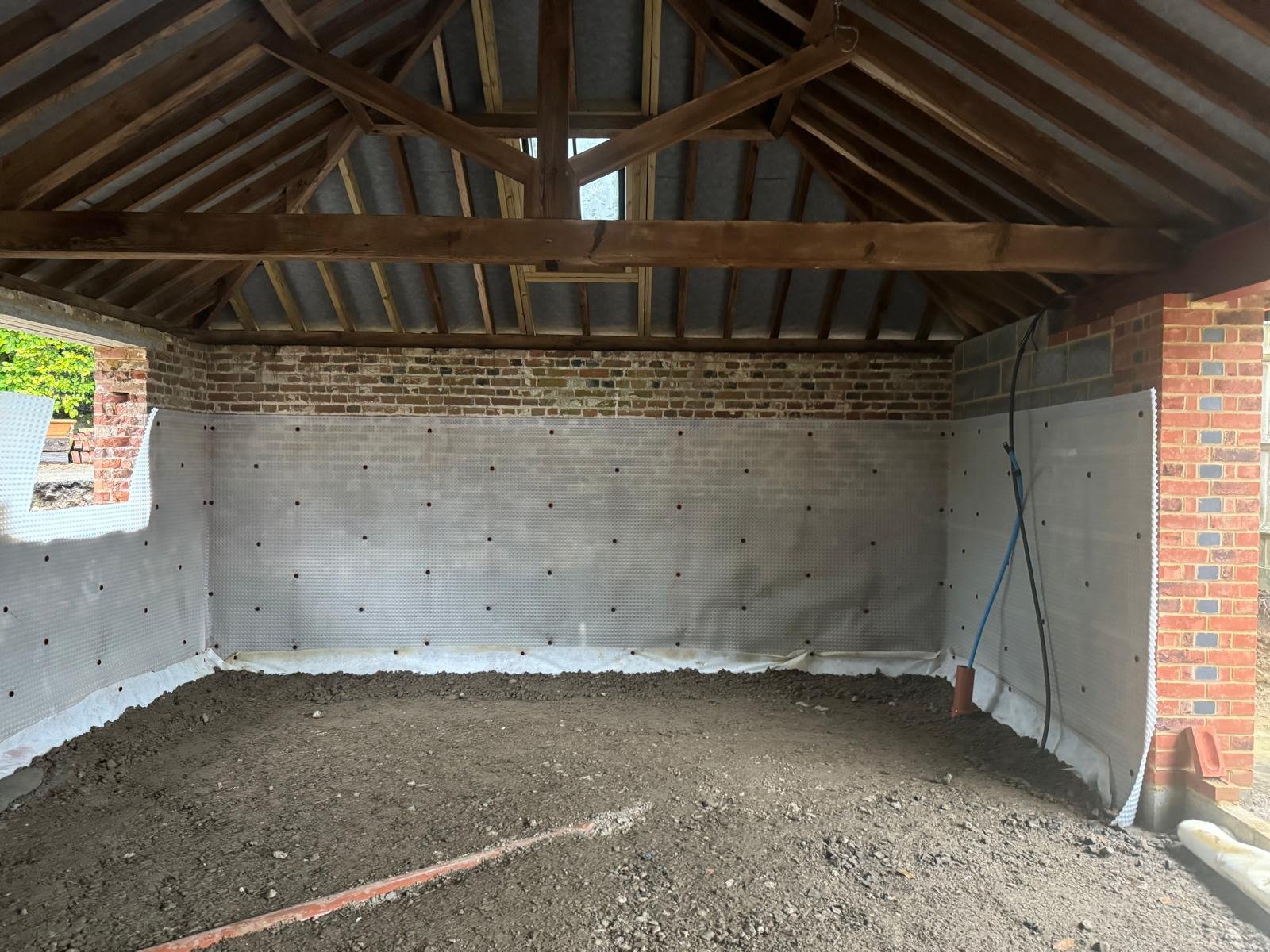 Existing garage interior before the room build-up