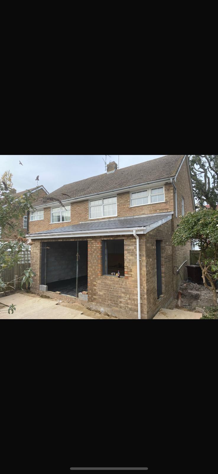 Single-storey brick extension built to the rear of a home